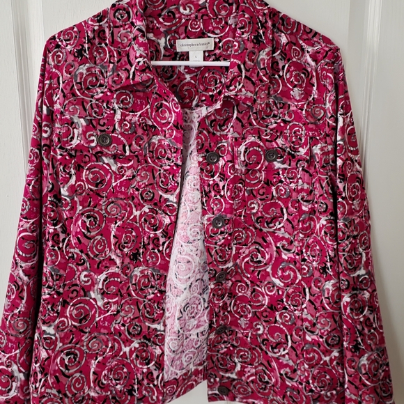 Christopher & Banks Jackets & Blazers - Christopher & Banks Pink and Black Swirl Women's Jacket Size Large